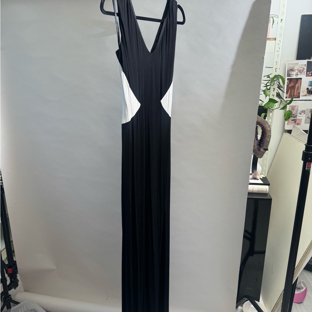 Bebe Classic Black and white maxi dress